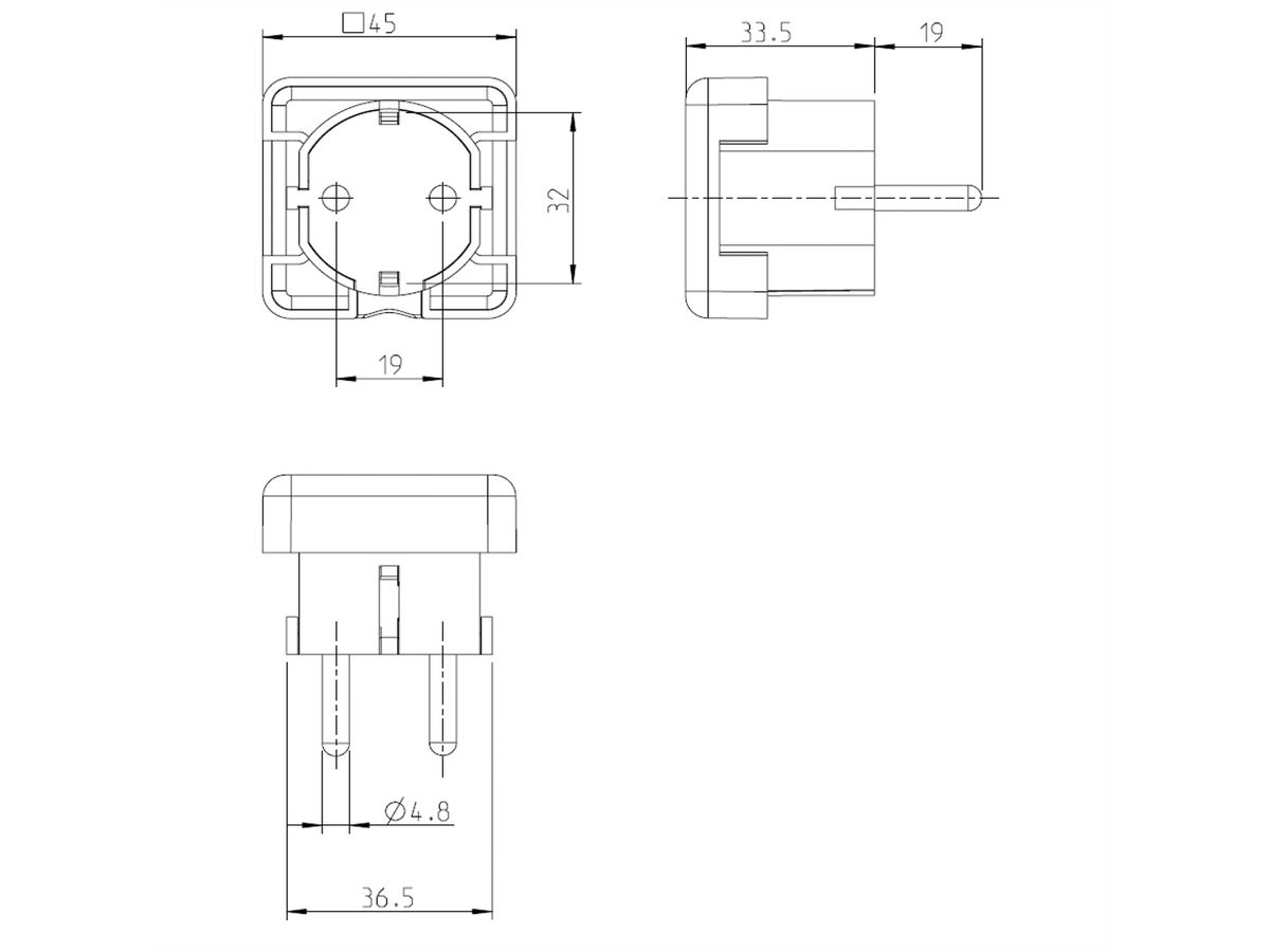 BACHMANN Schutzkontaktstecker, schwarz flach