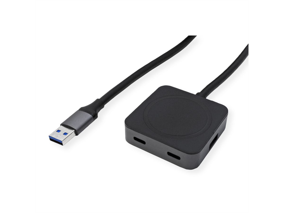 VALUE USB 3.2 Gen 1 Hub, 4 Ports (2x USB-A + 2x USB-C), mit Verlängerungskabel, 5 m