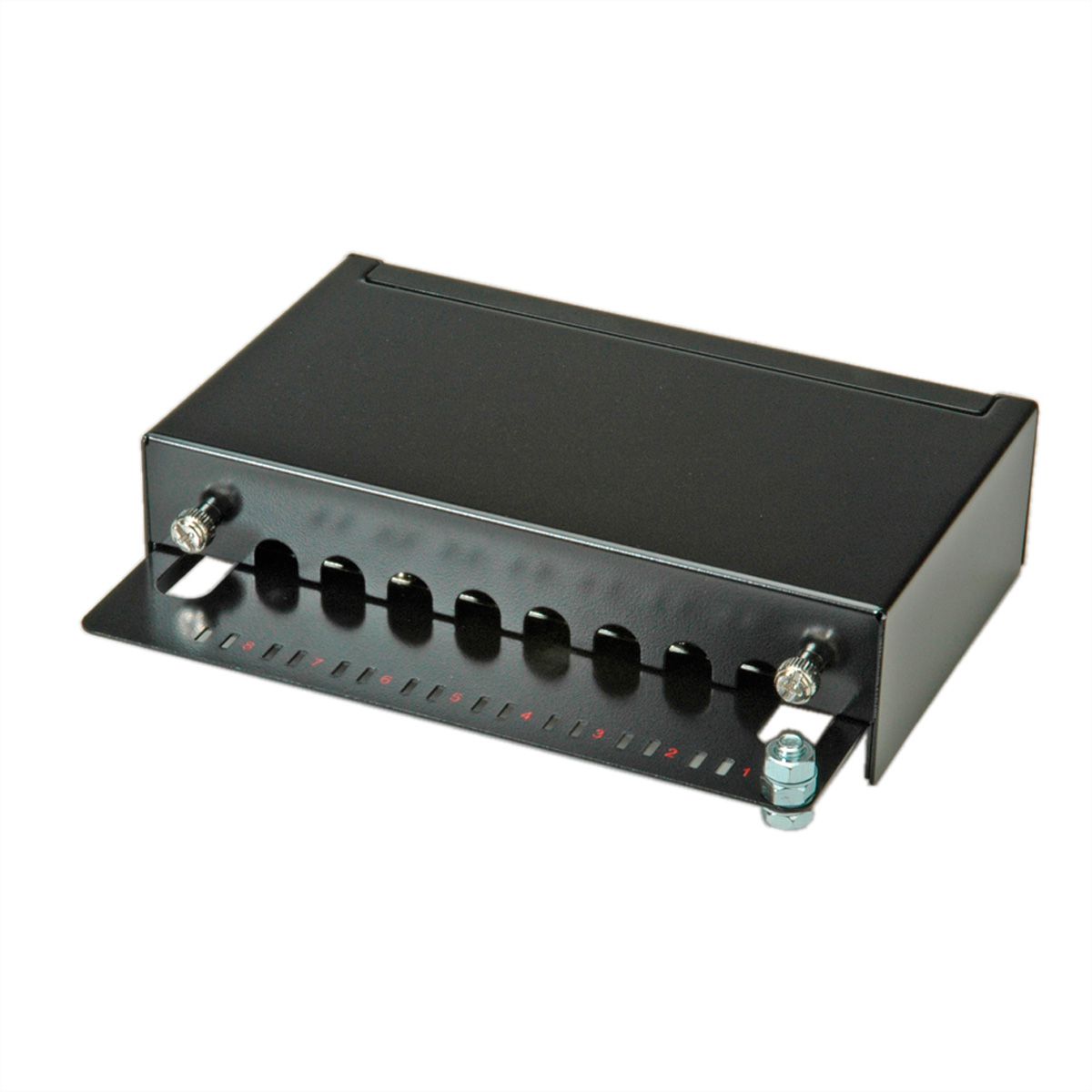 ROLINE Patchpanel, 8 Ports, Cat.5e (Class D), geschirmt, schwarz