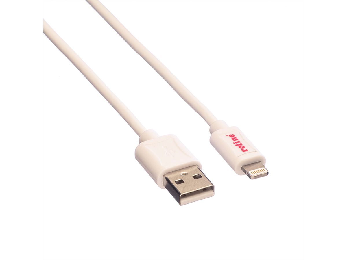 ROLINE USB 2.0 Sync- & Ladekabel mit Lightning Connector, weiß, 1 m