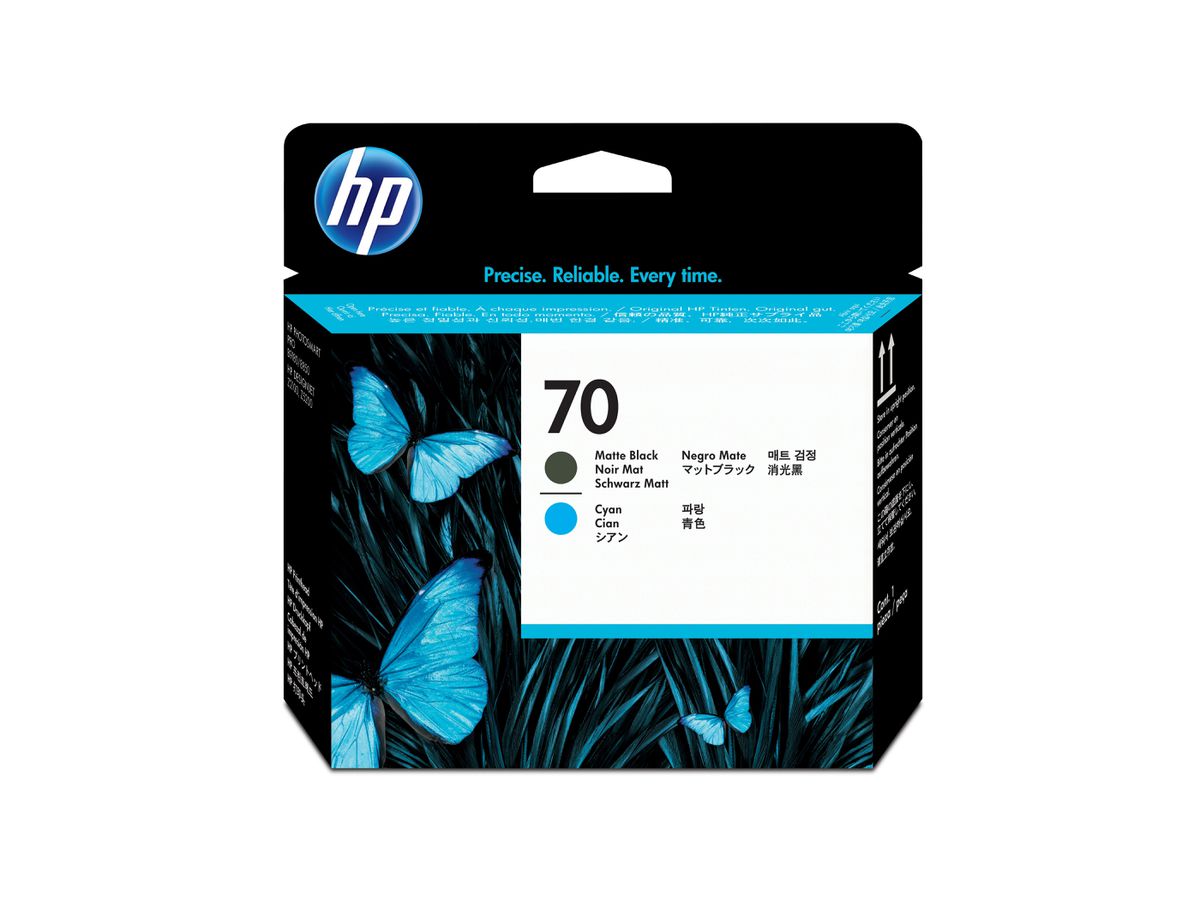 HP 70 Mattschwarz und Cyan Druckkopf