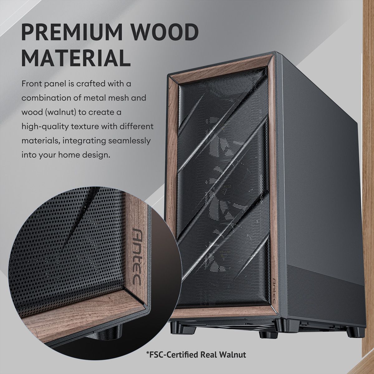 ANTEC FLUX PC Gehäuse Midi Tower Gaming ATX, schwarz