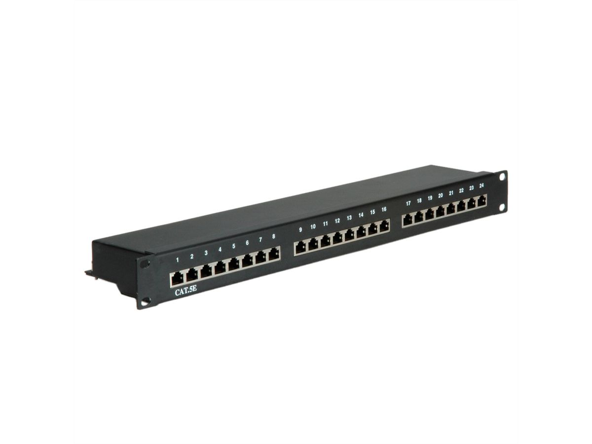 VALUE Kat.5e (Class D) 19"-Patchpanel, 24P, geschirmt, schwarz