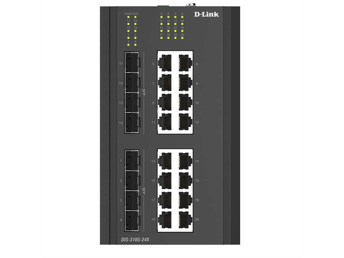 D-Link DIS-310G-24X 24-Port Switch Industrial Gigabit 4x 10G SFP+, 4x SFP