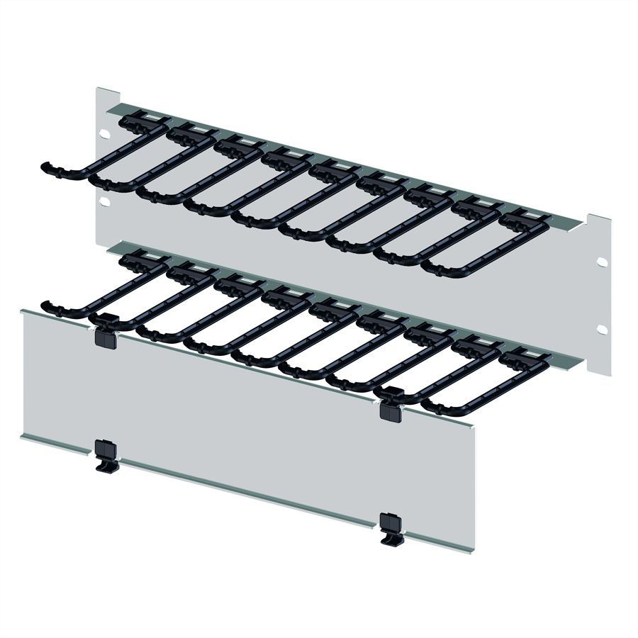 19"-Kabelmanager 2 HE mit klappbarer Blende, schwarz