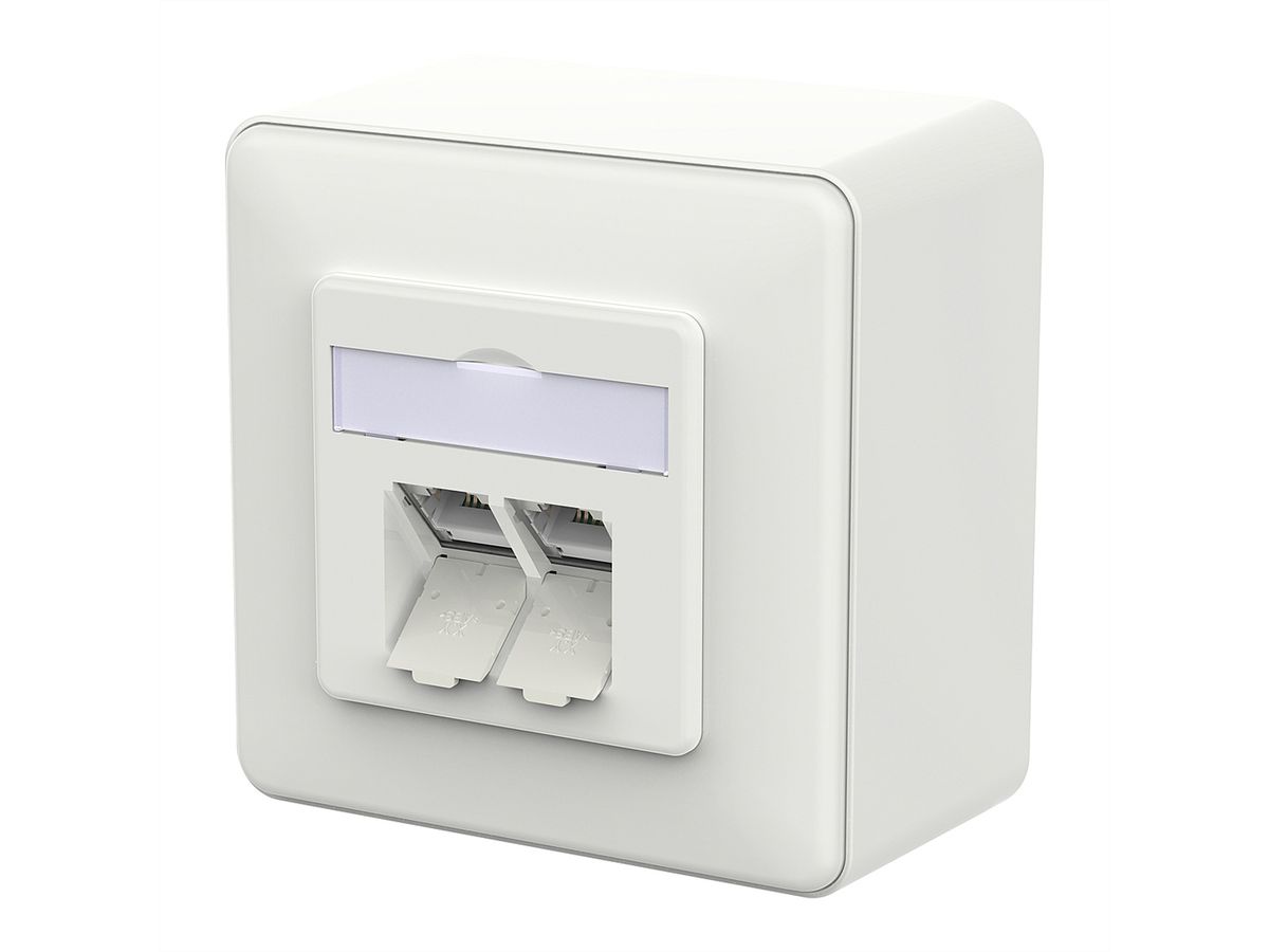 METZ CONNECT E-DAT C6A LSA++ Dose, 2 Port, AP, verkehrsweiß