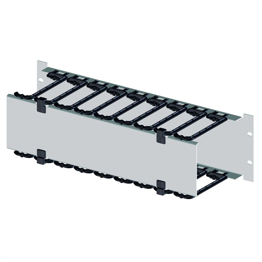 19"-Kabelmanager 2 HE mit klappbarer Blende, schwarz