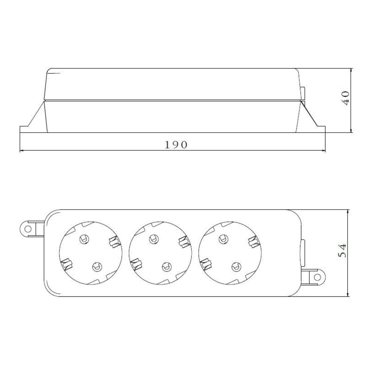 BACHMANN SELLY Steckdosenleiste 3x Schutzkontakt, Montagelaschen, weiß, 1,5 m