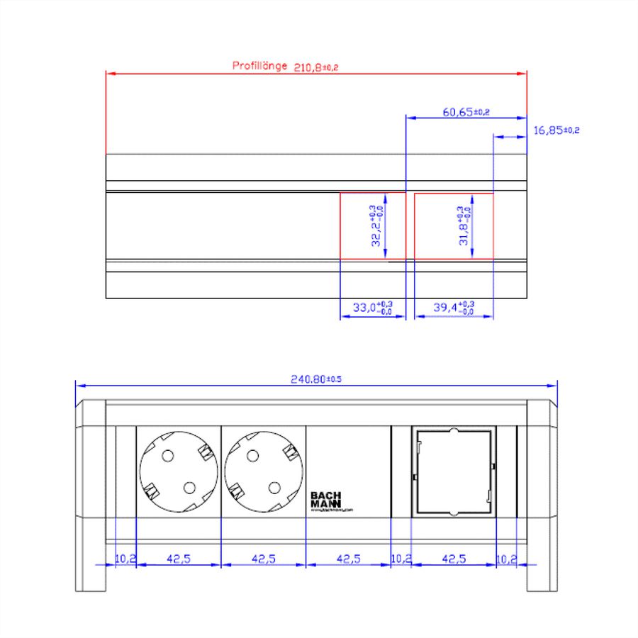 BACHMANN DESK 2xCEE7/3 1xCM GST18, schwarz