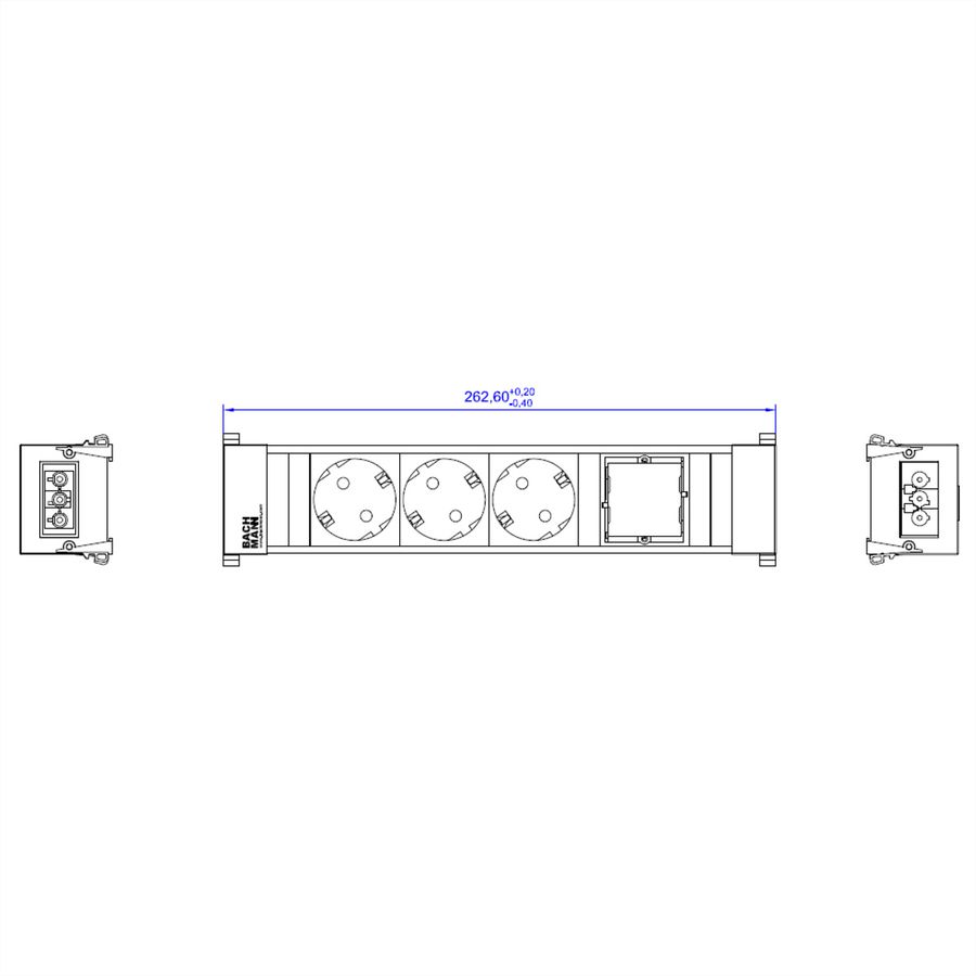 BACHMANN CONFERENCE TOP FRAME Medium Einsatz 3x Schutzkontakt 1x ABD
