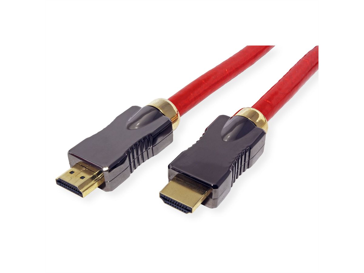 ROLINE 8K HDMI Ultra HD Kabel mit Ethernet, ST/ST, rot, 2 m