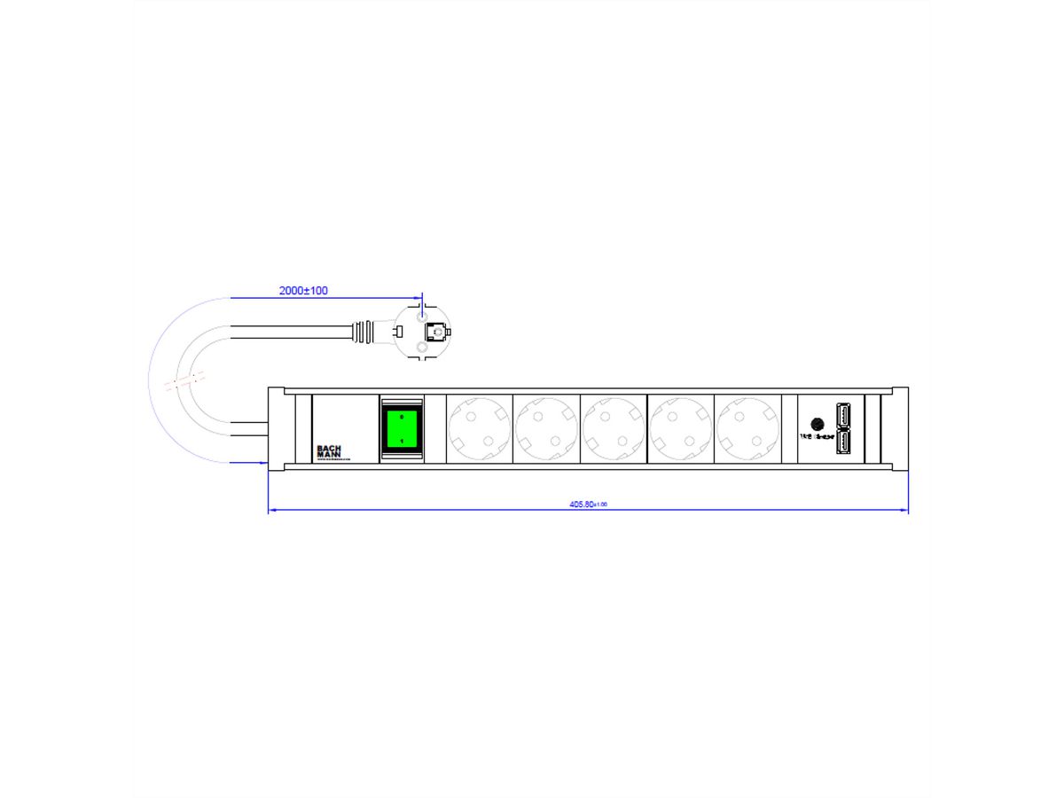 BACHMANN CONNECT LINE 5xSchutzkontakt, Schalter USB A&A 15W