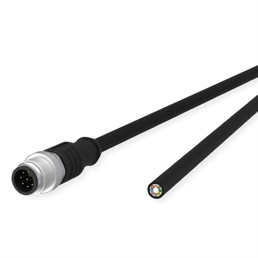 METZ CONNECT Sensor-/Aktorltg., M12-ST A-kodiert, gerade-freies Ende, ungeschirmt, 8polig, PUR, schwarz, 10 m