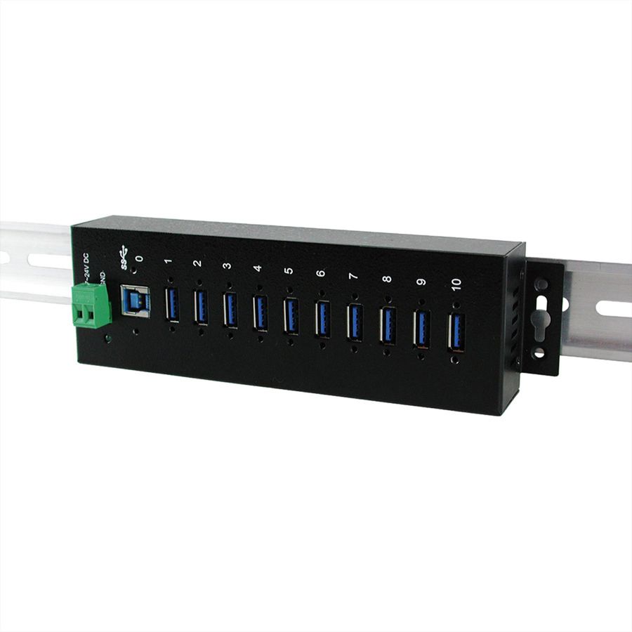 EXSYS EX-1110HMVS 10 Port USB 3.2 Gen1 HUB 15KV ESD Surge Protection Metallgehäuse