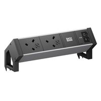 BACHMANN DESK2 ALU BLACK 2xUK, 1xUSB C/C 45W L=0,2m