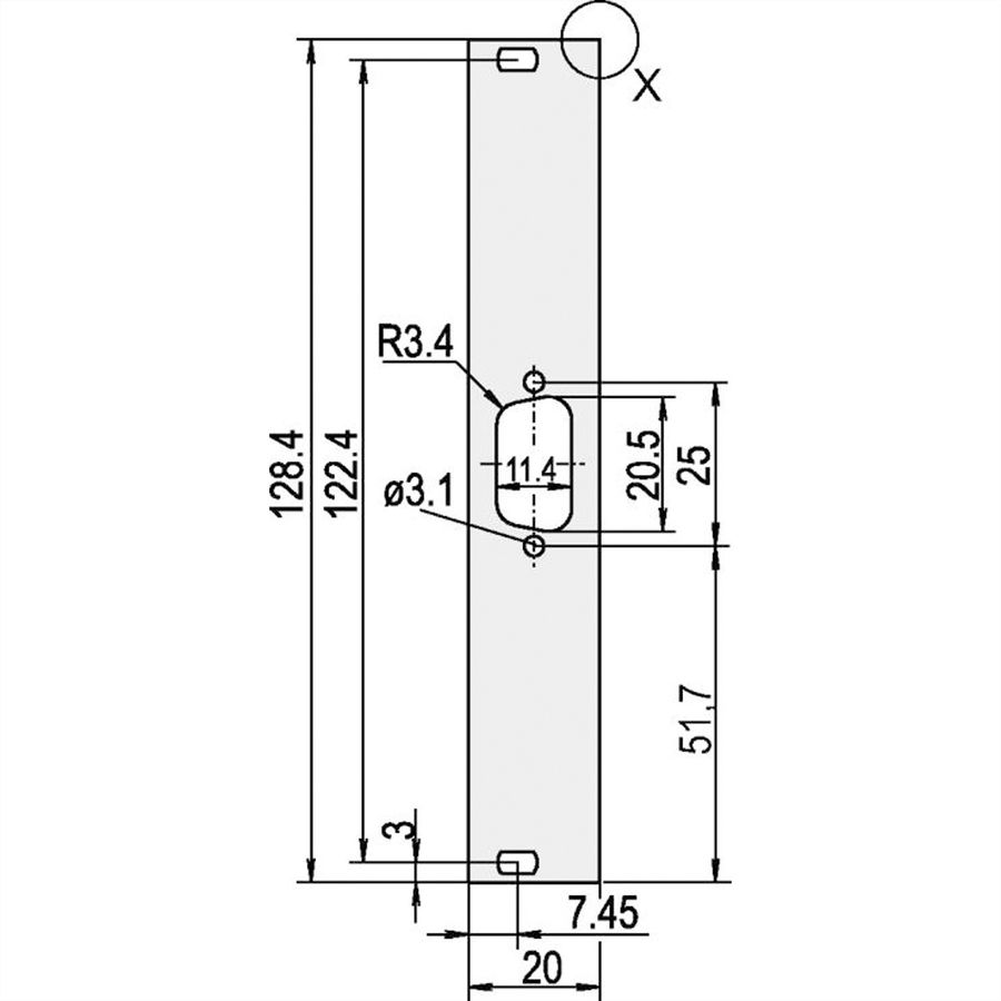 SCHROFF Frontplatten für D-Sub Steckverbinder - TEILFRONTPL.3HE 4TE 1X9 DC