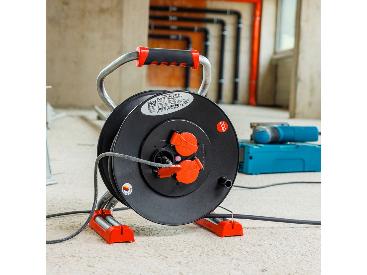 BACHMANN Profi-Kabeltrommel 3xCEE7/3 H07RN-F 3G1,5mm² 25,0m CEE7/7