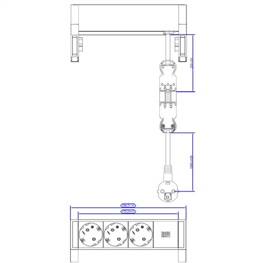 BACHMANN DESK2 3xCEE7/3 Strom 0,2m