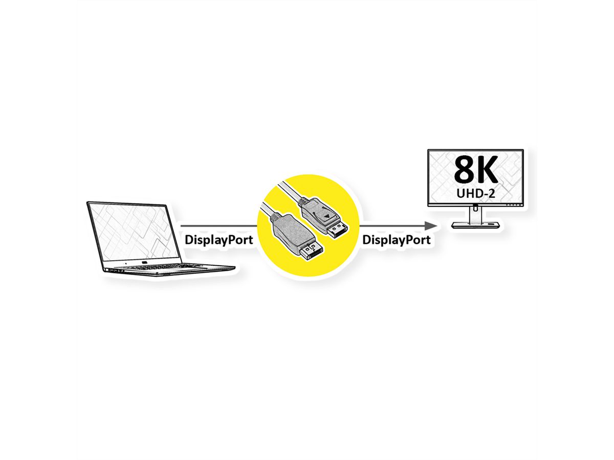 ROLINE DisplayPort Kabel, v2.0, DP ST - ST, schwarz, 2 m