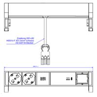 BACHMANN DESK2 ALU BLACK 2xP40 1xCM, 1xUSBC 60W 0,2m GST18 Italia