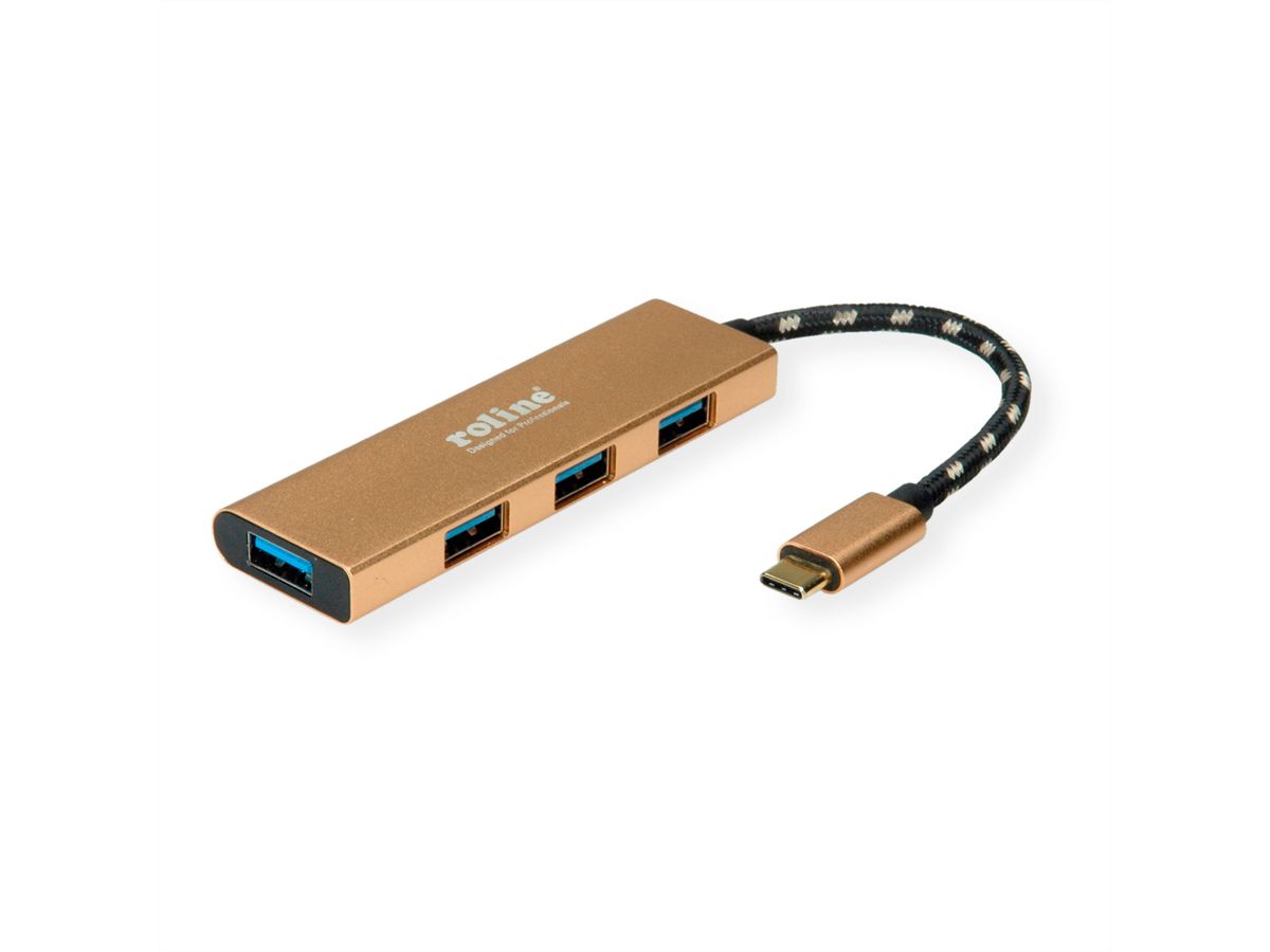 ROLINE GOLD USB 3.2 Gen 1 Hub, 4fach, Typ C Anschlusskabel