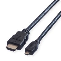 VALUE HDMI High Speed Kabel mit Ethernet, HDMI A ST - Micro HDMI ST, 2 m