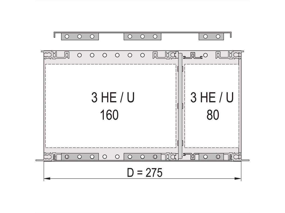 SCHROFF Abdeckblech für Anschraubung an die Seitenwand, 275 mm tief (CompactPCI) - ABDECKBLECH EMC 84TE 275T 2ST