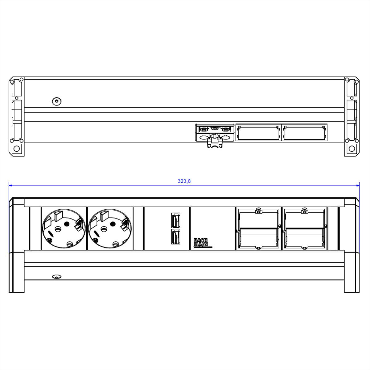 BACHMANN DESK 2x Schutzkontakt 1x USB Charger 2x ABD GST18
