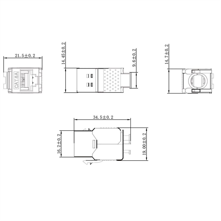VALUE Cat.6A (Class EA) Keystone, RJ-45, geschirmt, werkzeuglos, SuperSLIM