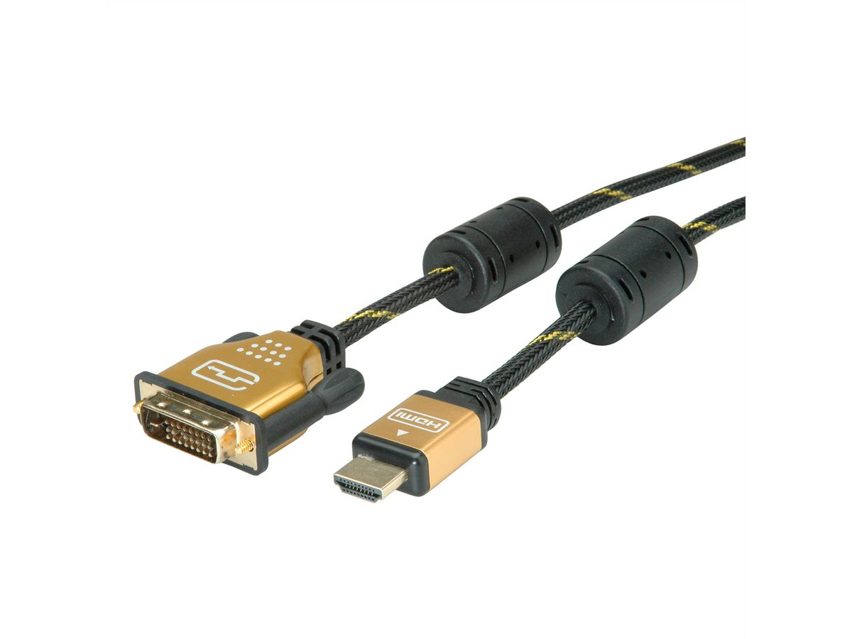 ROLINE GOLD Monitorkabel DVI-HDMI, ST-ST, (24+1) dual link, Retail Blister, 5 m