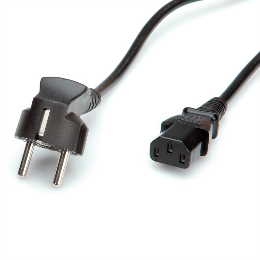ROLINE Netzkabel, gerade IEC-Buchse, schwarz, 1,8 m