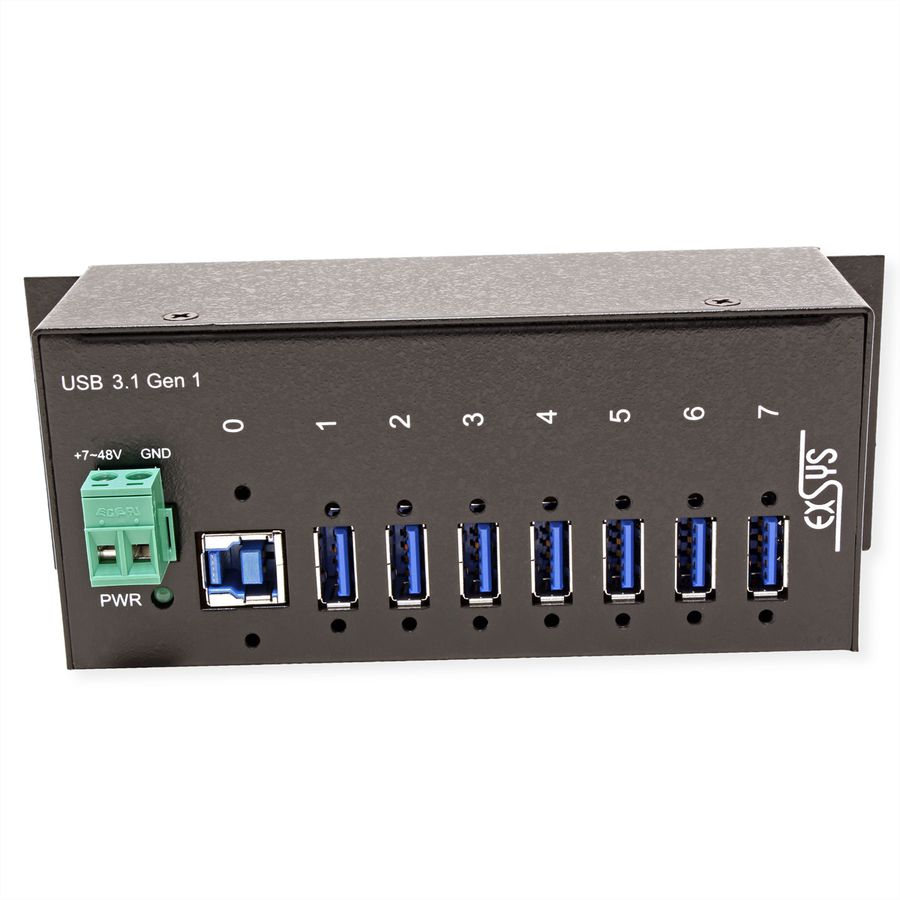 EXSYS EX-1187HMVS 7 Port USB 3.2 Gen1 Metall HUB Din-Rail