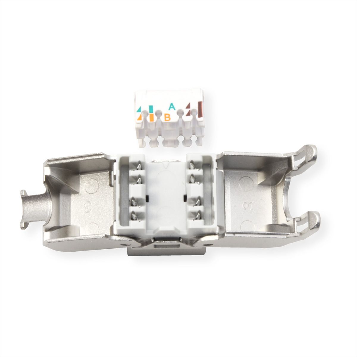 ROLINE Cat.6A (Class EA) Keystone, RJ-45, geschirmt, werkzeuglos, silberfarben