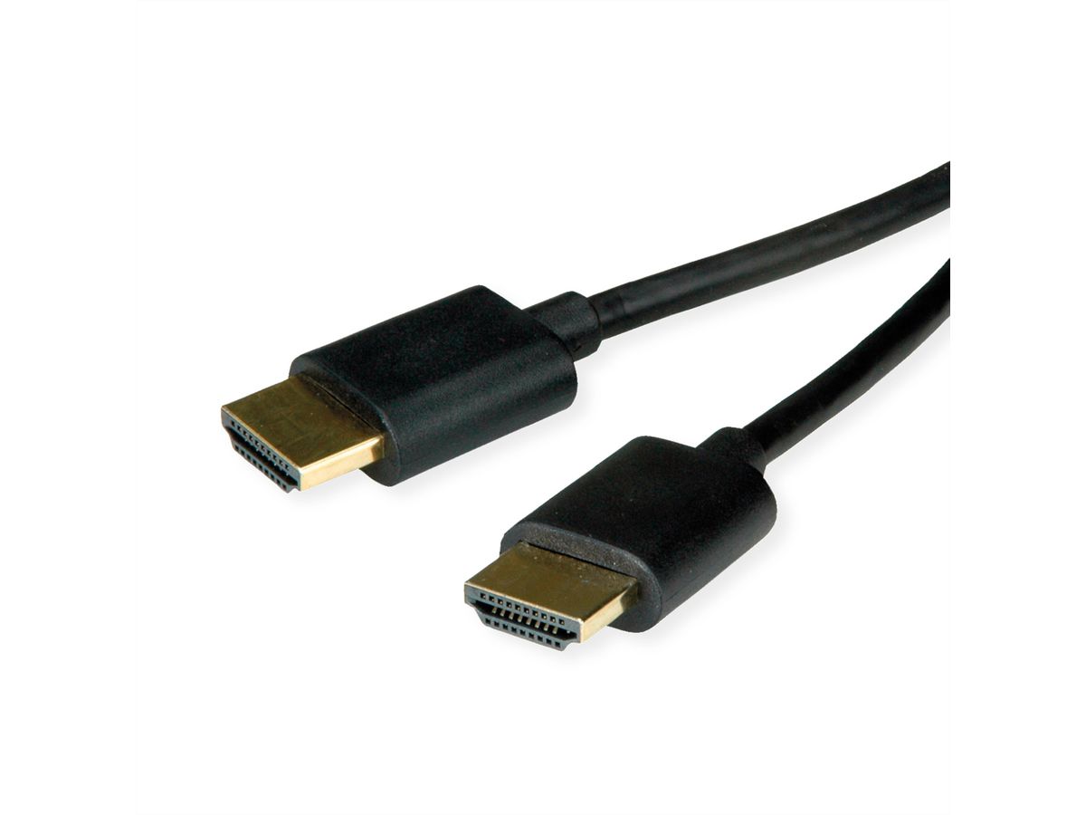 ROLINE HDMI High Speed Kabel mit Ethernet, Slim, ST-ST, schwarz, 1,5 m