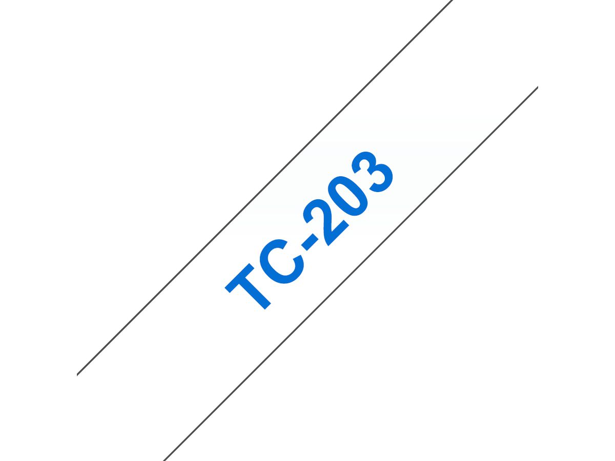 Brother TC-203 Etiketten erstellendes Band Blau auf weiss