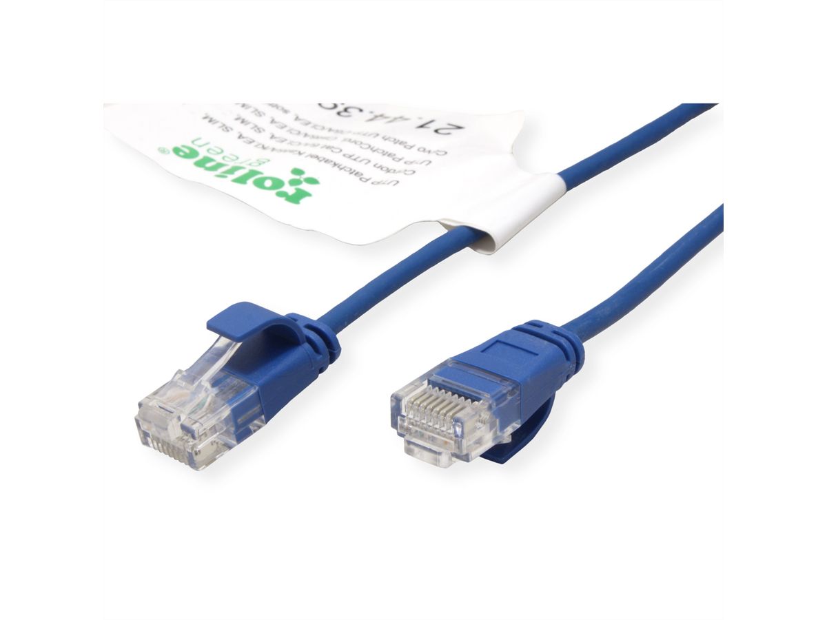 ROLINE GREEN UTP Patchkabel Kat.6A (Class EA), LSOH, slim, blau, 1,5 m