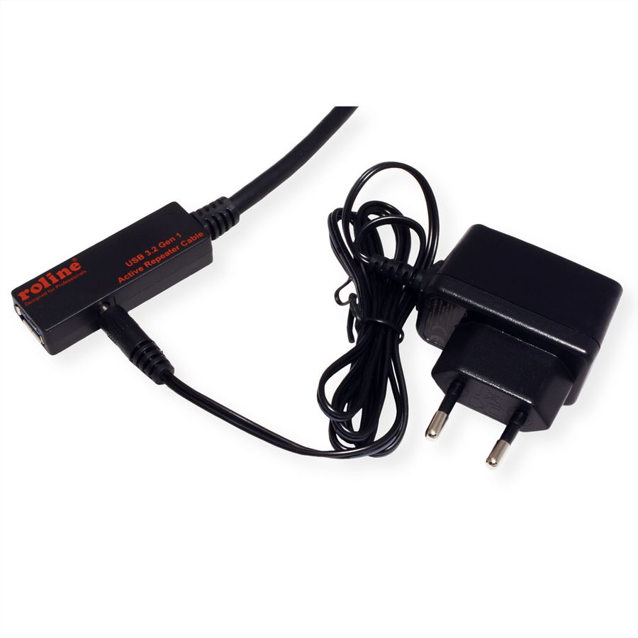 ROLINE USB 3.2 Gen 1 Aktives Repeater Kabel, schwarz, 20 m