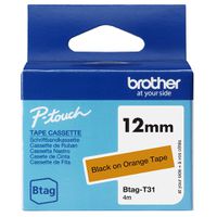 Brother BTAG-T31 Etiketten erstellendes Band Schwarz auf orange