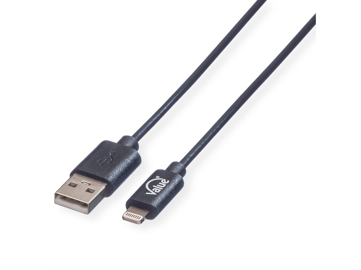 VALUE USB 2.0 Sync- & Ladekabel mit Lightning Connector, 1 m