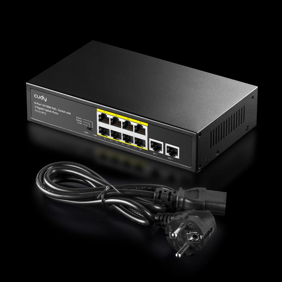 CUDY FS1010PG 8-Port 10/100M PoE+ Switch 2 Gigabit Uplink Ports 120W