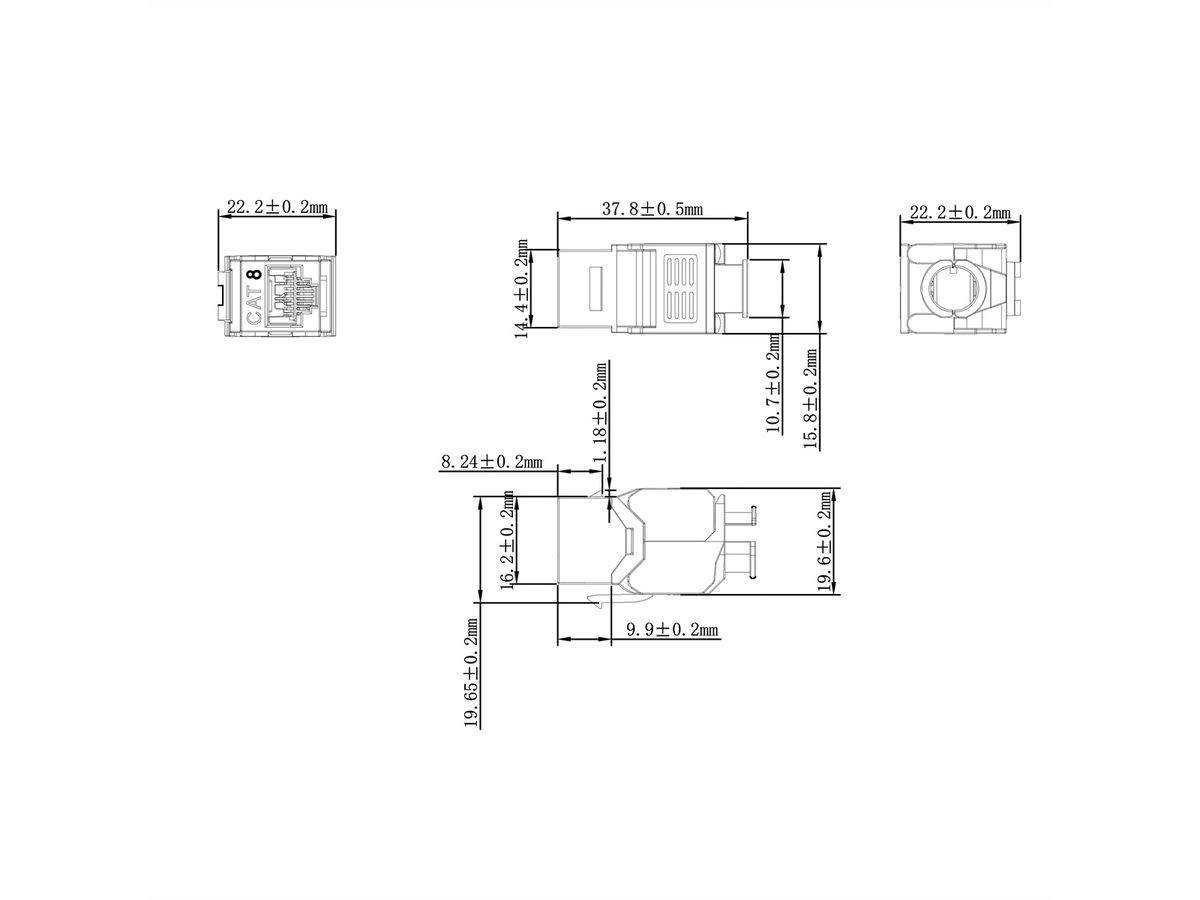 VALUE Kat.8 (Class I) Keystone, geschirmt, werkzeuglos, silberfarben