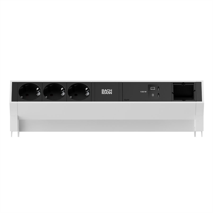 BACHMANN DESK2 3xCEE7/3 1xUSB C/C 100W, 1xCM L=0,2m RAL9010