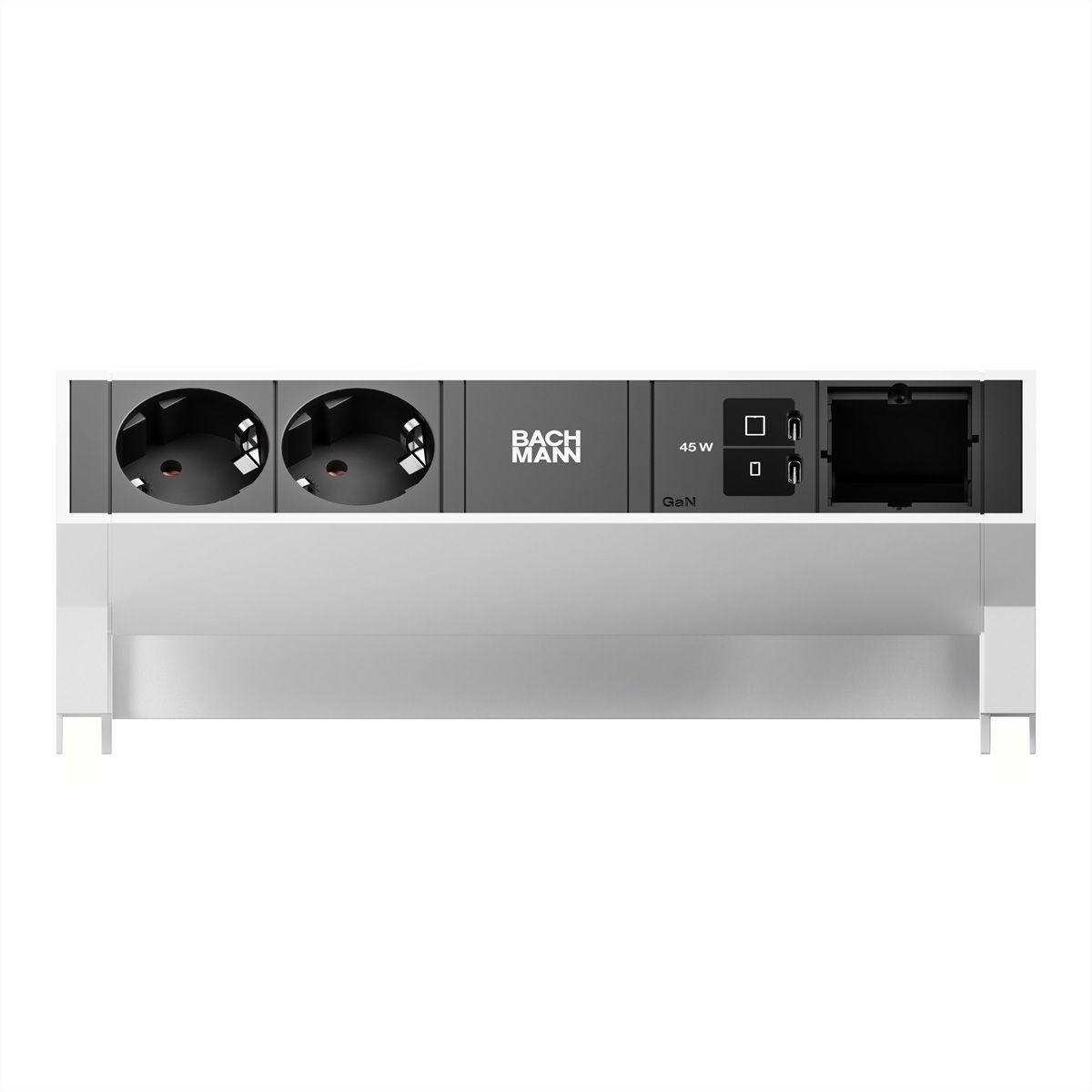 BACHMANN DESK2 2xCEE7/3 1xUSB C/C 45W, 1xCM L=0,2m INOX
