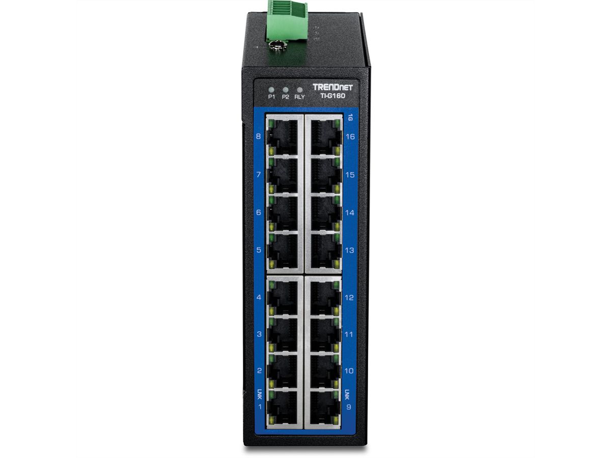 TRENDnet TI-G160 16-Port Gigabit Switch Industrial, DIN-Rail