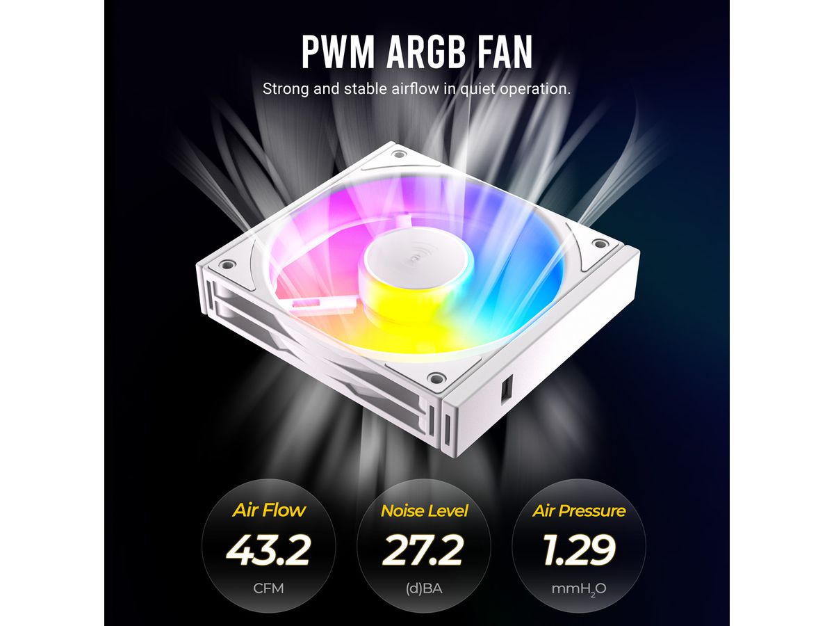 ANTEC C120 ARGB Fan Reverse PC Gehäuselüfter 120mm 3er Pack, schwarz