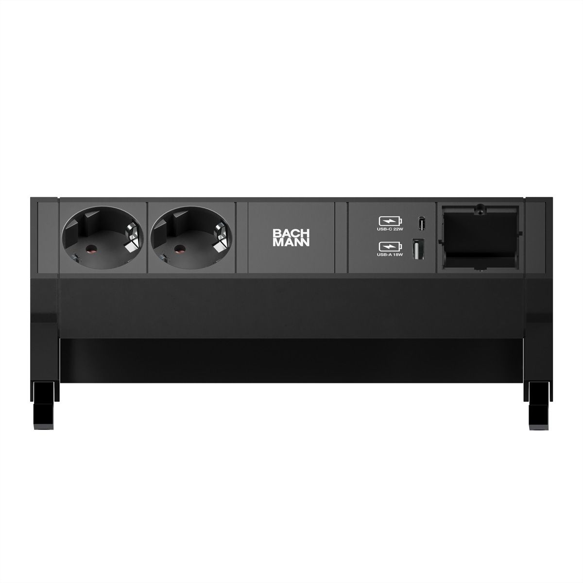 BACHMANN DESK2 2xSchutzkontakt USB A&C, USB Charger 22W 1xABD 0,2m GST18 Schwarz