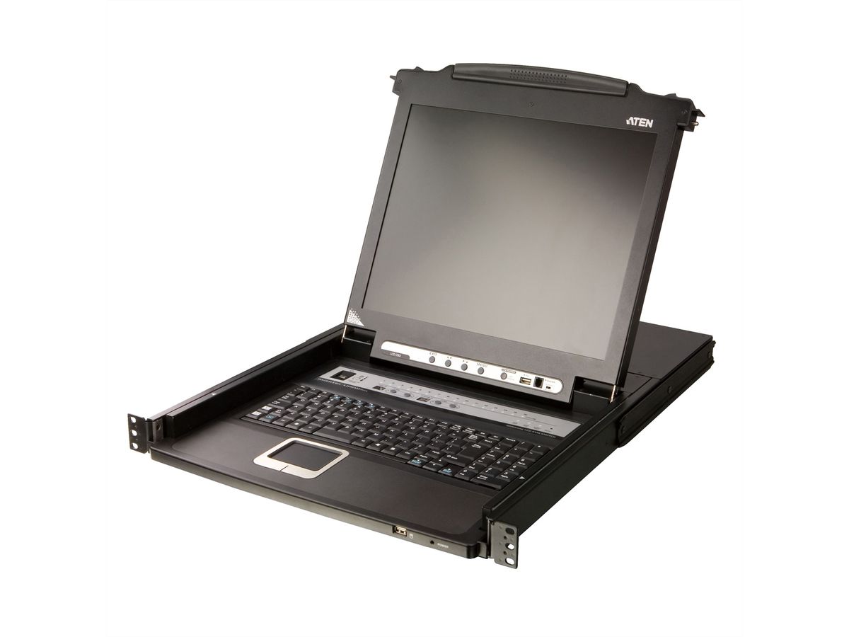 ATEN CL5716M 43cm-LCD KVM Switch, USB-PS/2, VGA, 16 Ports, DE-Layout