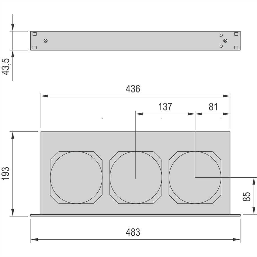 SCHROFF 19" Umlüfter, 3 Ventilatoren, 1 HE - UMLUEFTER 19"O.SCH. 115V