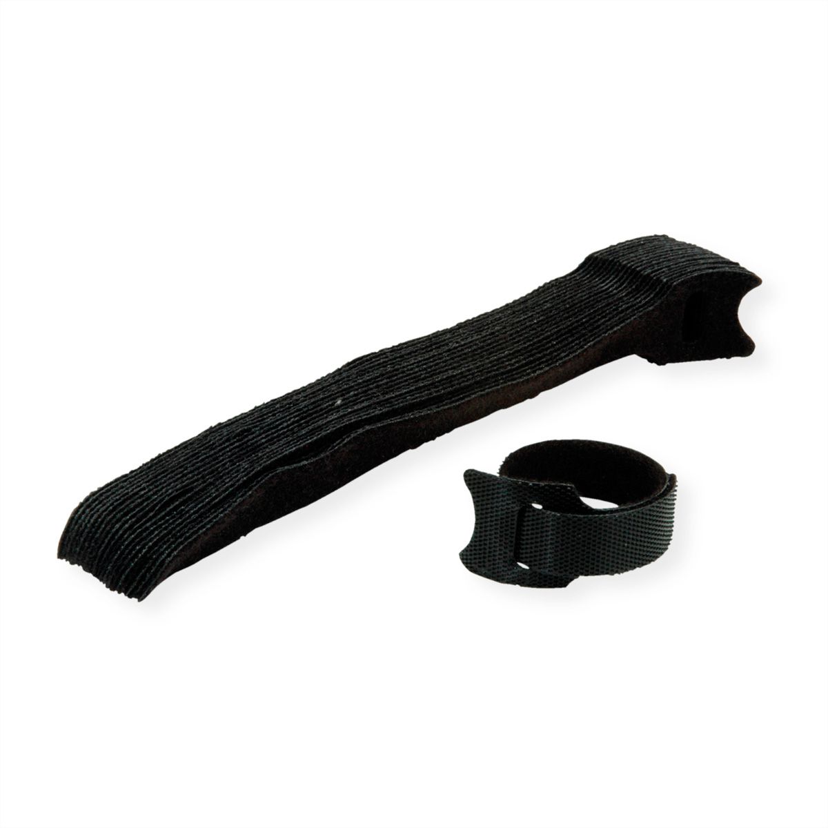 VALUE Klettbänder mit Lasche, 20Stk., schwarz, 15 cm