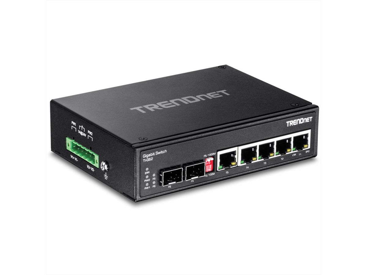 TRENDnet TI-G62 6-Port Gehärteter Industrieller Gigabit DIN-Rail Switch